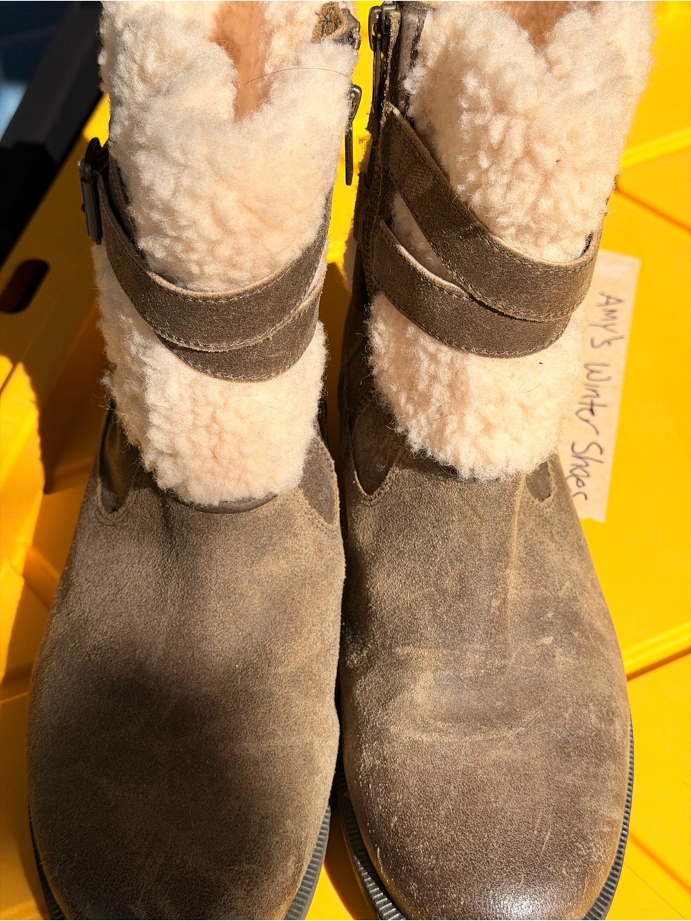 UGG Brown Suede Shearling-Lined Winter Boots